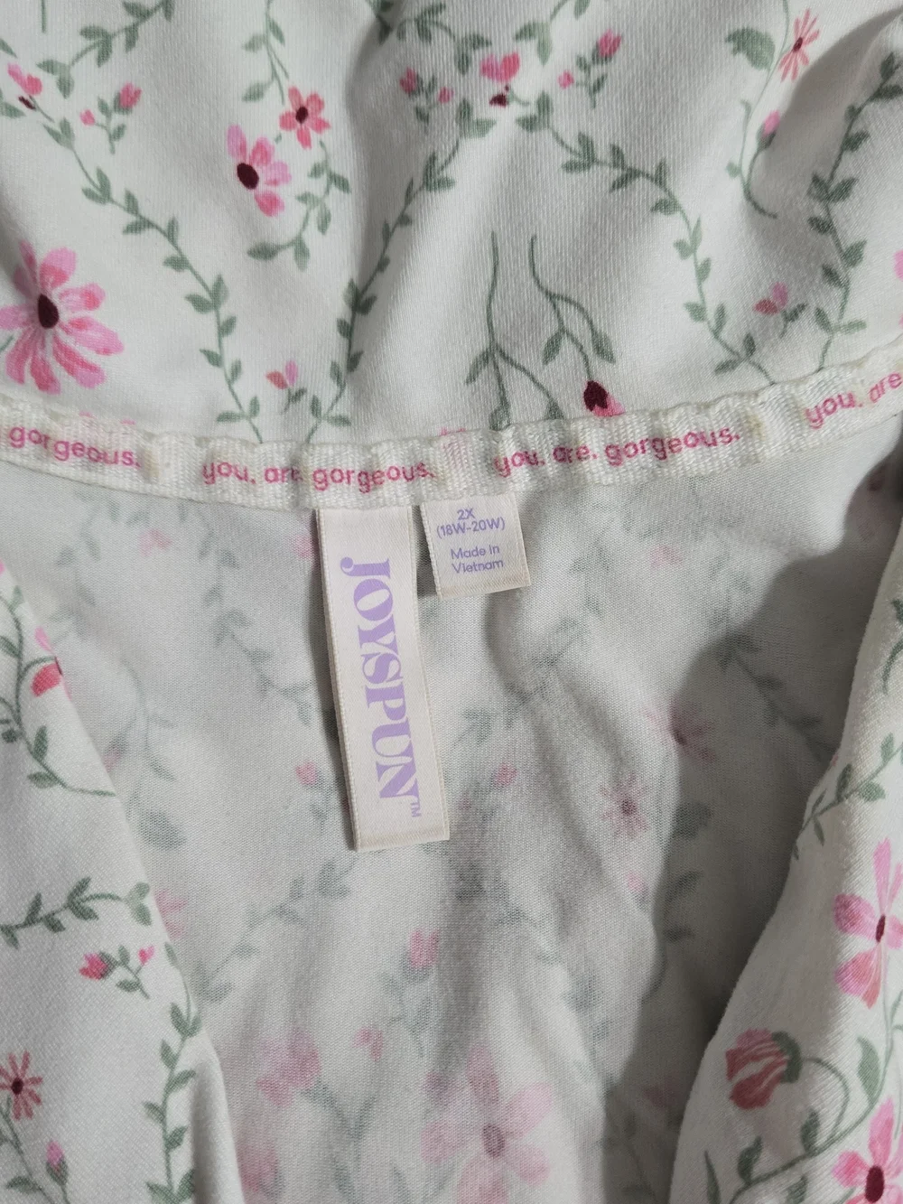 Joyspun Women's Floral Pink Piped Cotton Pajama Set
